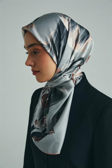 GEM TİVİL İPEK EŞARP 90*90 CM - GRİ