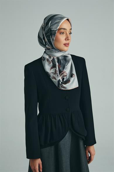 GEM TİVİL İPEK EŞARP 90*90 CM - GRİ