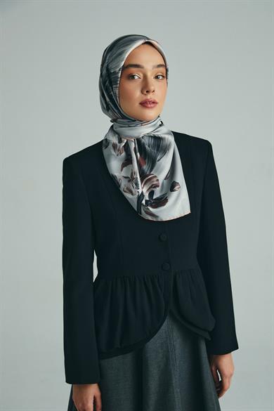 GEM TİVİL İPEK EŞARP 90*90 CM - GRİ