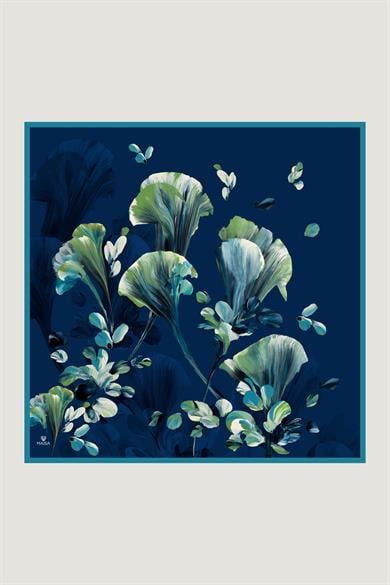 GEM TİVİL İPEK EŞARP 90*90 CM - LACİVERT