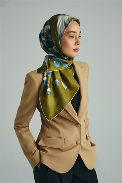 GEM TİVİL İPEK EŞARP 90*90 CM - YEŞİL