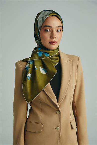 GEM TİVİL İPEK EŞARP 90*90 CM - YEŞİL