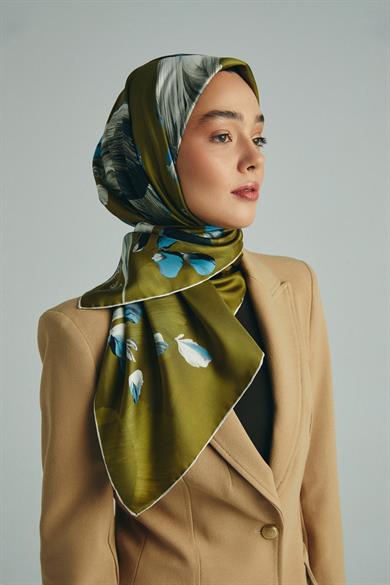GEM TİVİL İPEK EŞARP 90*90 CM - YEŞİL