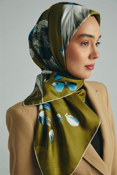 GEM TİVİL İPEK EŞARP 90*90 CM - YEŞİL