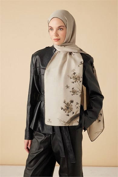GEVHER PAMUK İPEK ŞAL 70*190 CM - BEJ