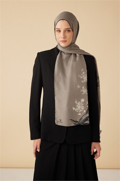 GEVHER PAMUK İPEK ŞAL 70*190 CM - GRİ