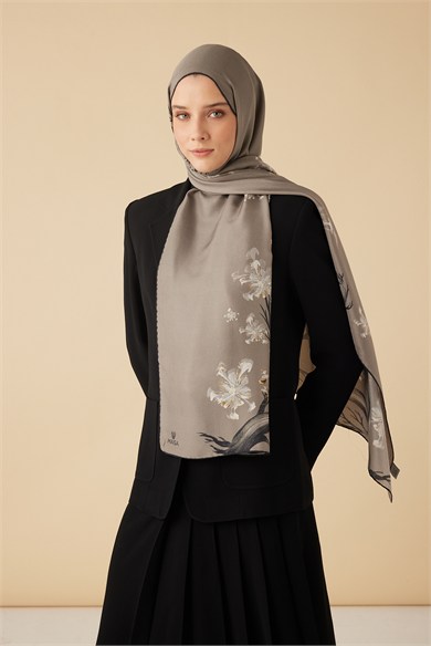 GEVHER PAMUK İPEK ŞAL 70*190 CM - GRİ