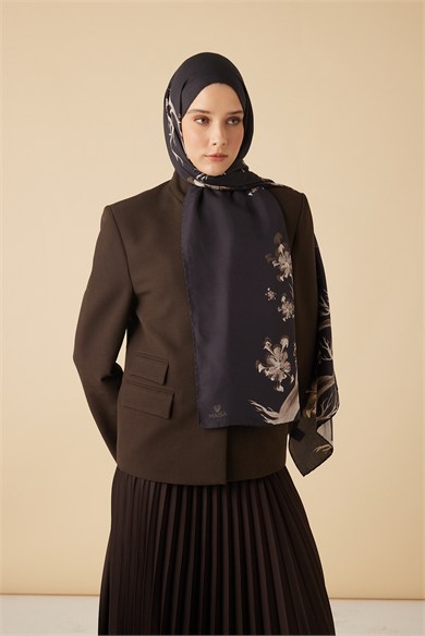 GEVHER PAMUK İPEK ŞAL 70*190 CM - KAHVERENGİ