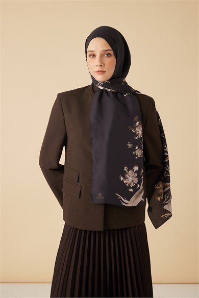 GEVHER PAMUK İPEK ŞAL 70*190 CM - KAHVERENGİ