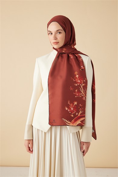 GEVHER PAMUK İPEK ŞAL 70*190 CM - KİREMİT