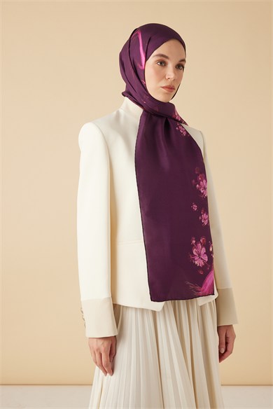 GEVHER PAMUK İPEK ŞAL 70*190 CM - MÜRDÜM