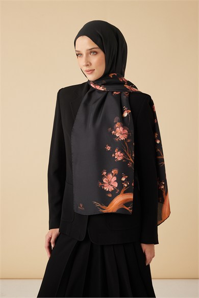 GEVHER PAMUK İPEK ŞAL 70*190 CM - SİYAH