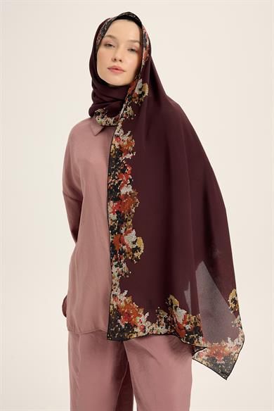 GİNA KREP İPEK ŞAL 70*190 CM - BORDO