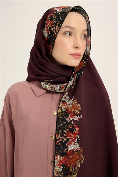 GİNA KREP İPEK ŞAL 70*190 CM - BORDO