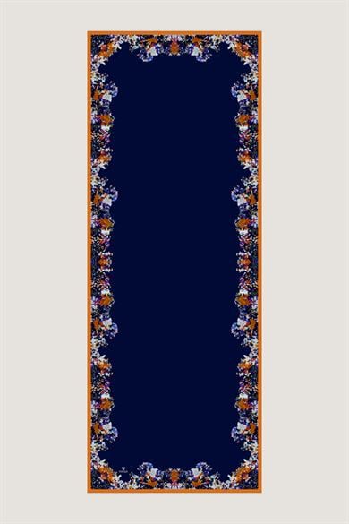 GİNA KREP İPEK ŞAL 70*190 CM - LACİVERT