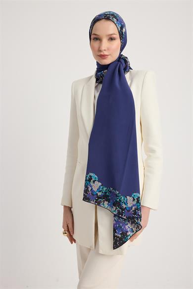 GİNA KREP İPEK ŞAL 70*190 CM - SAKS