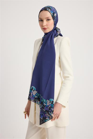 GİNA KREP İPEK ŞAL 70*190 CM - SAKS