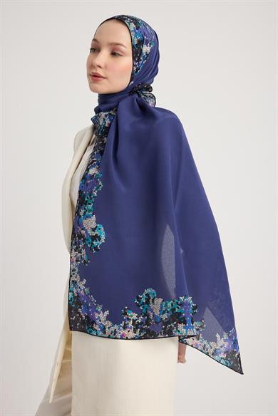 GİNA KREP İPEK ŞAL 70*190 CM - SAKS
