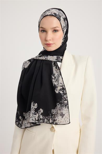 GİNA KREP İPEK ŞAL 70*190 CM - SİYAH