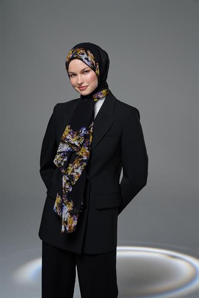 GİNA KREP İPEK ŞAL 70*190 – SİYAH 