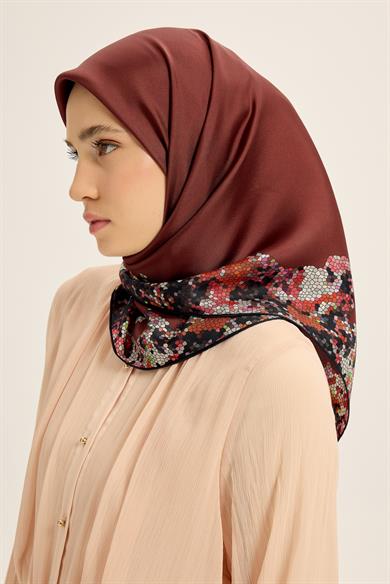 GİNA TİVİL İPEK EŞARP 90*90 CM - BORDO