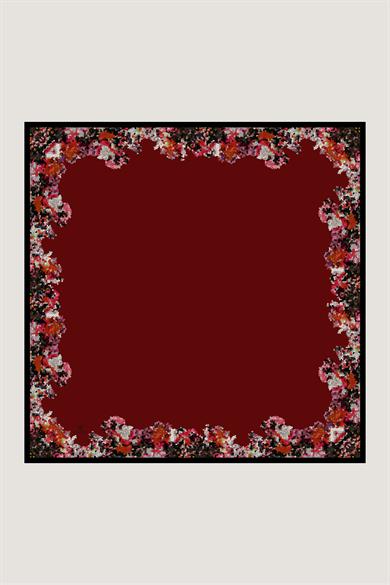 GİNA TİVİL İPEK EŞARP 90*90 CM - BORDO