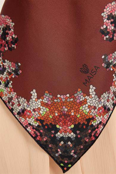 GİNA TİVİL İPEK EŞARP 90*90 CM - BORDO