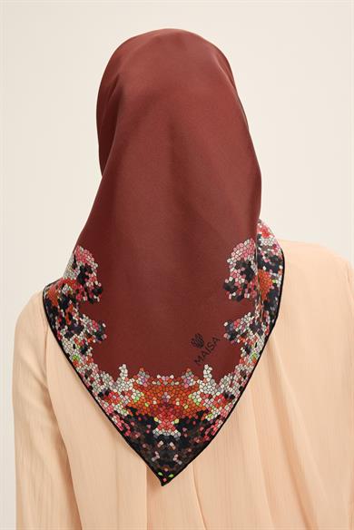 GİNA TİVİL İPEK EŞARP 90*90 CM - BORDO