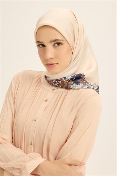 GİNA TİVİL İPEK EŞARP 90*90 CM - KREM