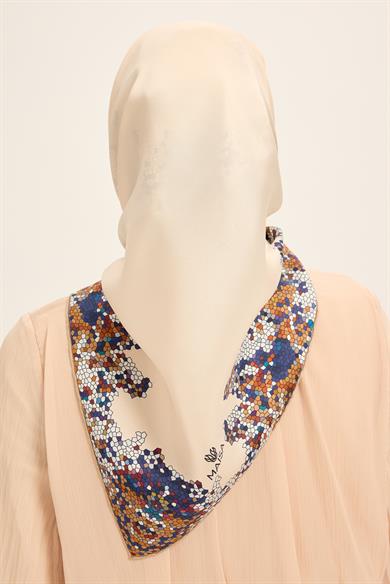 GİNA TİVİL İPEK EŞARP 90*90 CM - KREM