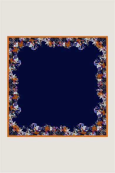 GİNA TİVİL İPEK EŞARP 90*90 CM - LACİVERT