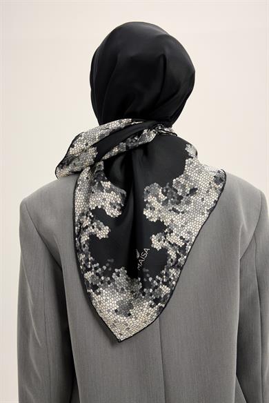 GİNA TİVİL İPEK EŞARP 90*90 CM - SİYAH