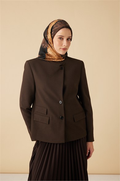 GİNKO YÜN ÜÇGEN ŞAL 140*140/2 CM - ACI KAHVE