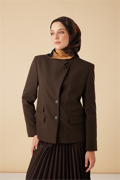 GİNKO YÜN ÜÇGEN ŞAL 140*140/2 CM - ACI KAHVE