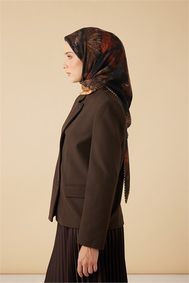 GİNKO YÜN ÜÇGEN ŞAL 140*140/2 CM - ACI KAHVE