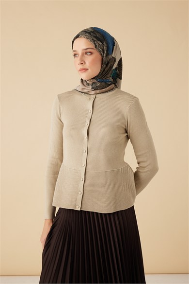 GİNKO YÜN ÜÇGEN ŞAL 140*140/2 CM - BEJ MAVİ