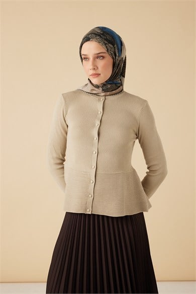 GİNKO YÜN ÜÇGEN ŞAL 140*140/2 CM - BEJ MAVİ