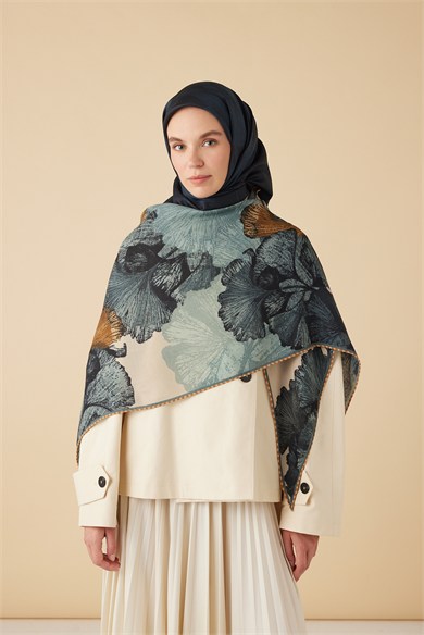 GİNKO YÜN ÜÇGEN ŞAL 140*140/2 CM - BUZ MAVİ