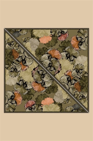 GİNKO YÜN ÜÇGEN ŞAL 140*140/2 CM - HAKİ