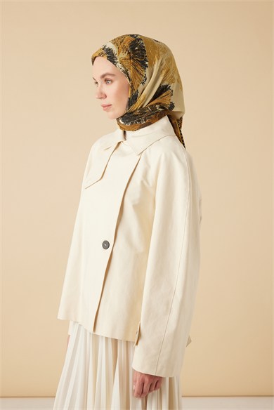 GİNKO YÜN ÜÇGEN ŞAL 140*140/2 CM - HARDAL
