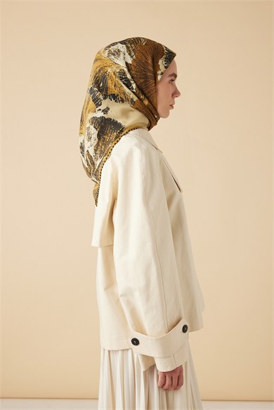 GİNKO YÜN ÜÇGEN ŞAL 140*140/2 CM - HARDAL