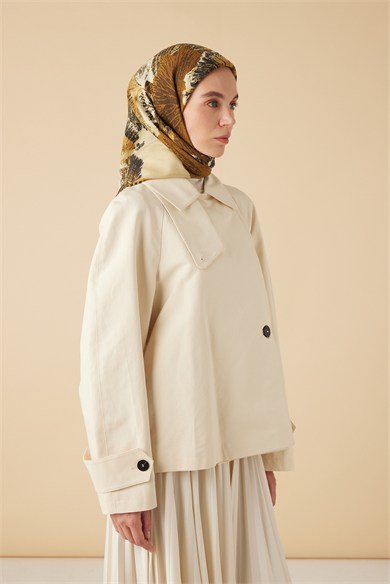 GİNKO YÜN ÜÇGEN ŞAL 140*140/2 CM - HARDAL
