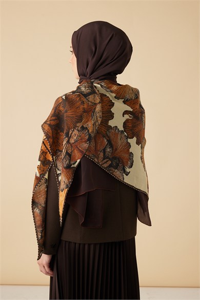 GİNKO YÜN ÜÇGEN ŞAL 140*140/2 CM - TABA