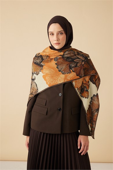 GİNKO YÜN ÜÇGEN ŞAL 140*140/2 CM - TABA