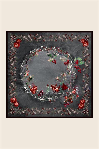 GÖKNAR MULBERRY İPEK EŞARP 90*90 CM - ANTRASİT
