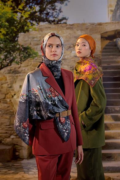 GÖKNAR MULBERRY İPEK EŞARP 90*90 CM - BORDO