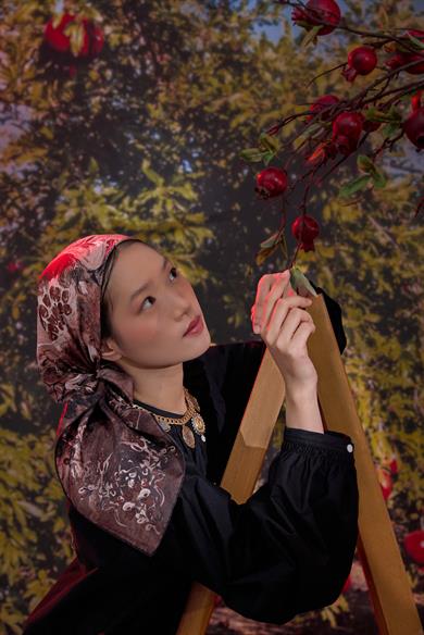 GÖKNAR MULBERRY İPEK EŞARP 90*90 CM - SÜTLÜ KAHVE