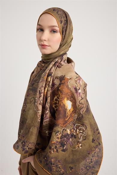 GÖKNAR PAMUK İPEK ŞAL 70*190 CM - ACI KAHVE