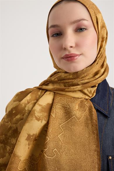 GÜLRUH FLOŞ VİSKON ŞAL 70*190 CM - HARDAL