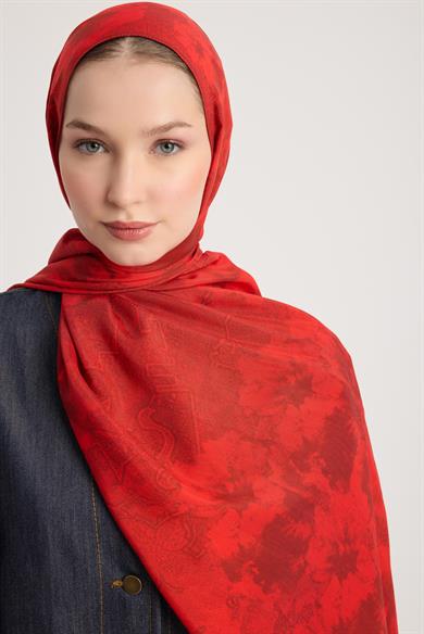 GÜLRUH FLOŞ VİSKON ŞAL 70*190 CM - KIRMIZI